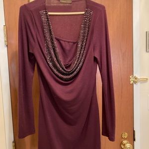 Burgundy knitted Mini dress